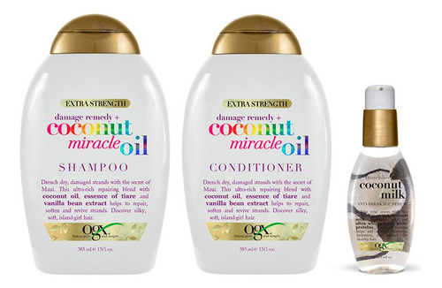 Pack Ogx Coconut Miracle Oil: Shampoo+aco 385ml +serum 118ml