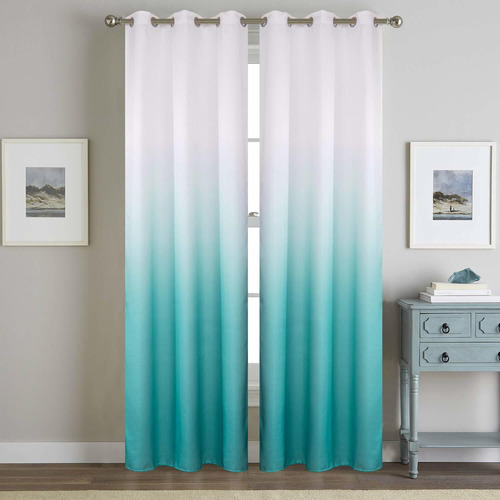 Turquoise Curtains For Living Room 2 Panels Insulated T...