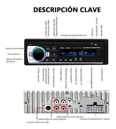 Imagen 6 de 8 de Auto Estereo Reproductor Mp3 Bluetooth Manos Libres Control