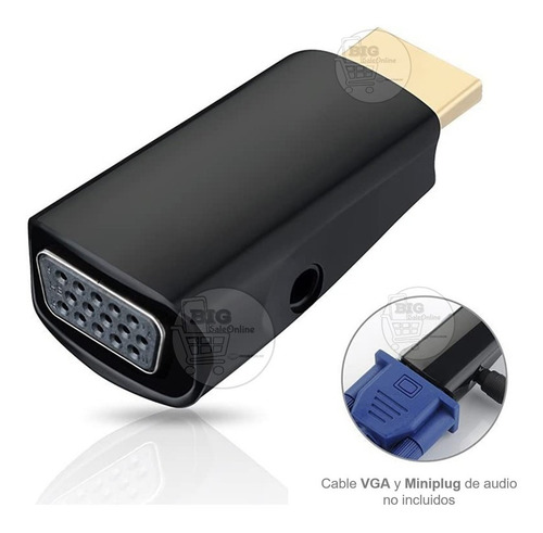 Imagen 3 de 7 de Cable Hdmi A Vga Adaptador/ Notebook O Pc A Monitor Tv Smart
