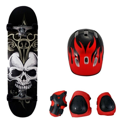 Skate Patineta Completa Con Lija Con Protecciones Y Bolso