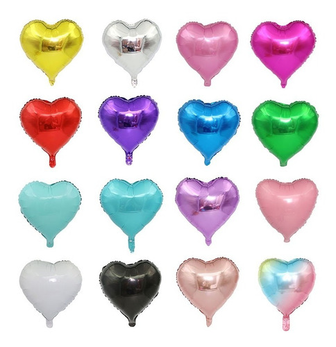Globos Con Gas Helio De Aluminio Forma Corazón De 18