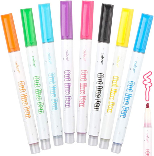 Tomorotec Super Double Line Self-outline Metallic Markers,