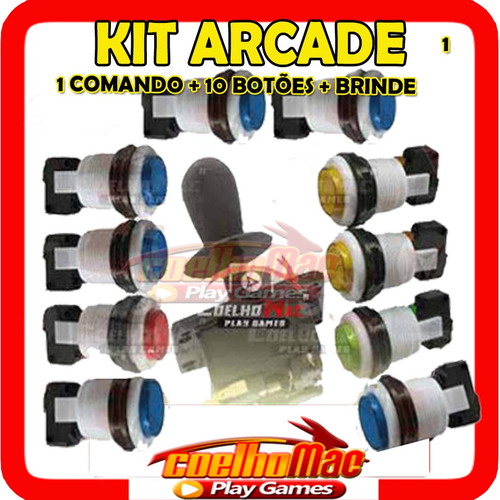 Kit Arcade 10 Botões Acrilico Monte Em Play 3 , Play2, Pc