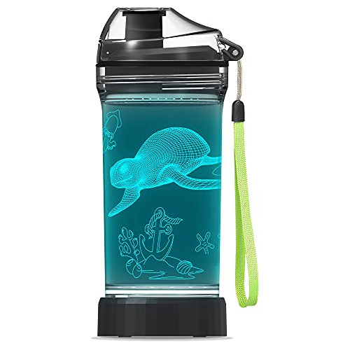 Botella De Agua Iluminada Para Niños Con Diseño De Tortugas