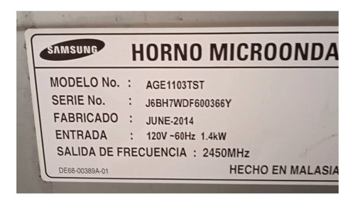 Horno Microonda Samsung 28lts 950wts 110vts (Usado)