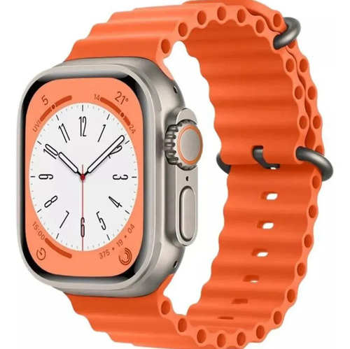 Smartwatch T900 Ultra 49mm Bluetooth Chamadas Notificações S Prateado Laranja Digital