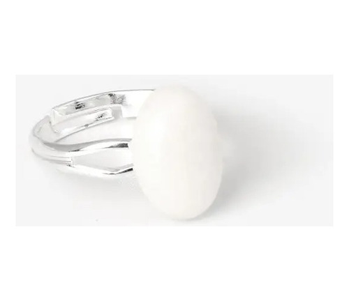 Anillo De Mujer Regulable Piedras Naturales Jade Blanca