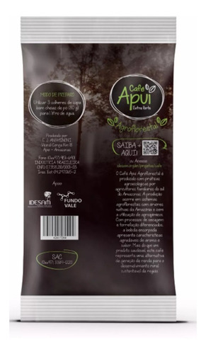 Café Apuí Agroflorestal - Torrado E Moído. Pacote 250g