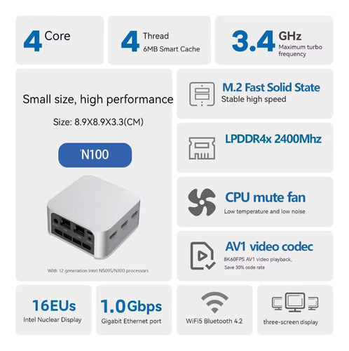 Mini Pc Firebat T8 Pro Plus Intel 11 N100 8gb Ram 256gb Ssd