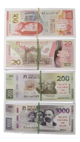 Imagen 1 de 5 de Juguetes 400 Billetes Cultural Sin Valor 10 X 4 Cm Niño 