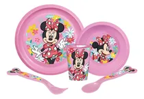 Comprar Set Bazar 5 Piezas Plato Cuenco Vaso Cubiertos Minnie Mouse