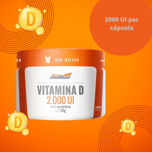 Vitamina D 2000ui New Millen Imunidade E Ossos Fortes- 60cps