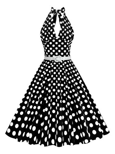 Vestido De Verano De Lunares Para Mujer, Cintura De Retazos,