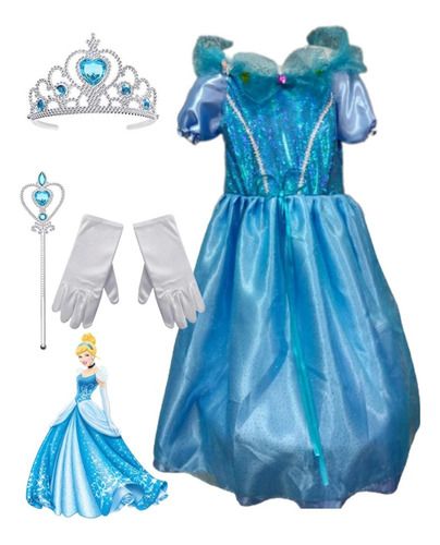 Disfraz Vestido Princesa Cenicienta Para Niñas, Día Del Libro.