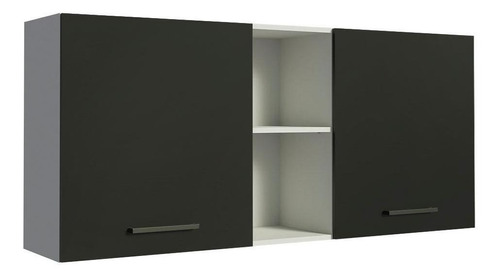 Armário Aéreo Madesa Agata 150 Cm 2 Portas E 2 Nichos Bp Cor Branco/Preto