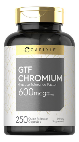 Suplemento Carlyle Gtf Chromium 600mcg 250 Cápsulas