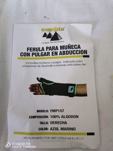 Férula Para Muñeca Con Pulgar En Abducción