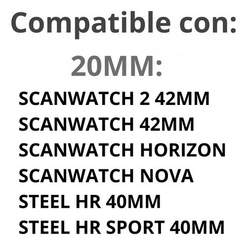 Correa Piel Pu Compatible Con Smartwatch Withings Nokia 20mm