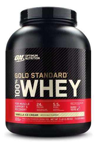 Proteína Gold Standard 100% Whey Protein Vanilla Ice Cream 5lb  2.27kg Suplemento en polvo Optimum Nutrition