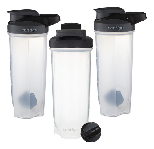 Botella Contigo Shaker Mezcladora Fitness Deporte 3 Piezas