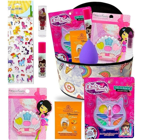 Kit Maquiagem Maleta Infantil Batom Brilho Gloss Sombra