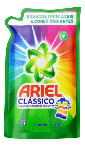 Sabão líquido Ariel Clássico Roupas Brancas e Coloridas sachê 1.5 L