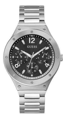 Guess Mens Dress Multifunction 44mm Watch Silver-tone Stainl