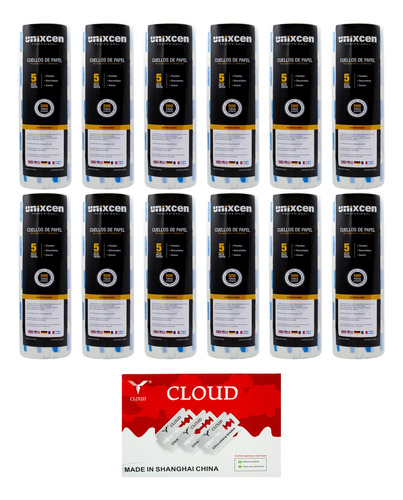 Unixcen Kit Cuello Papel X12 Cloud Hojas Afeitar X100 6c