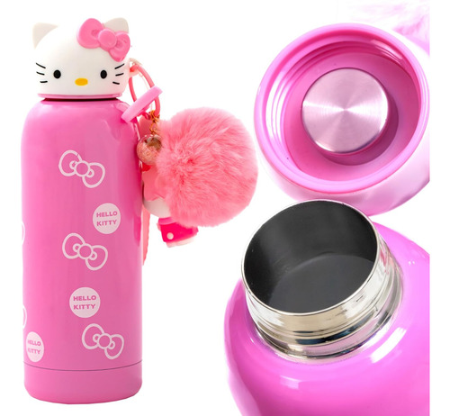 Botella Infantil Termica De Hello Kitty Rosa Con Llavero