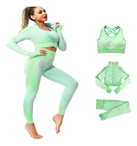 Ropa De Gimnasio De 3 Piezas, Ropa De Yoga Activewear