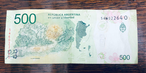 Billete De 500 Pesos Argentinos Con Error De Flores