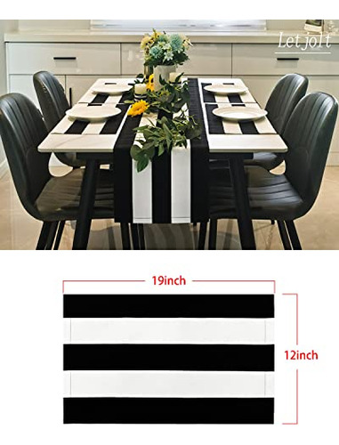 Manteles Individuales A Rayas Negro Y Blanco Letjolt Juego D