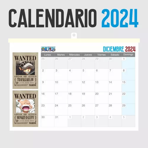 Calendario 2024 Anime Wanted One Piece - Animeras