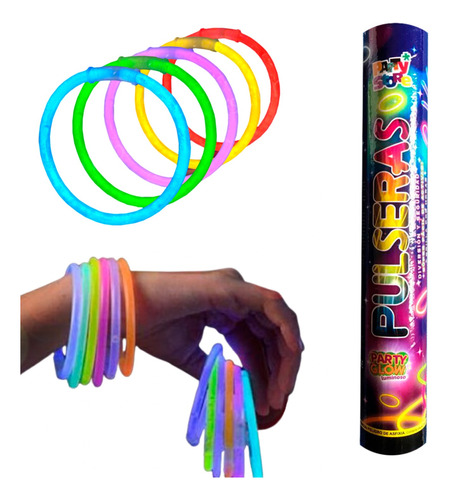 Pulseras Luminosas Neon Quimicas Fluo Cotillon Led Luz X50 