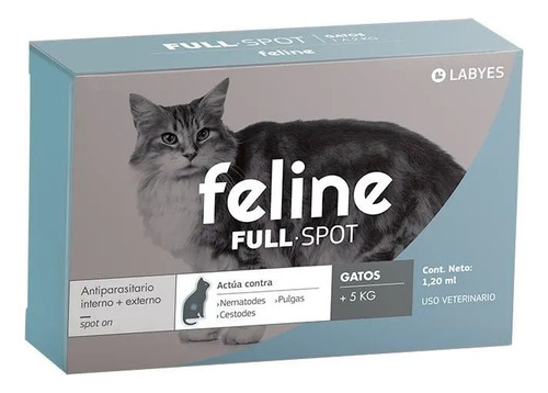 Feline Fullspot Pipeta Gatos De +5 Kg Vet Juncal Gris/azul