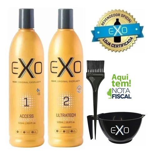 Imagem 1 de 10 de Progressiva Exoplastia Capilar Exohair 2x500ml + Brinde!