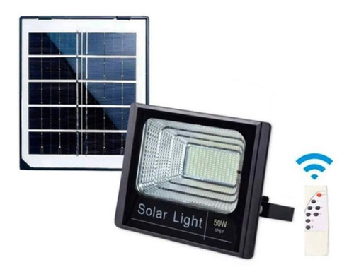 Reflector Led Panel Carga Solar 50w Control Remoto Ahorro