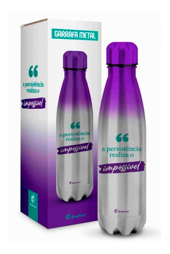 Garrafa Termica Neo 500ml Persistencia Realiza O Impossivel Cor Cinza/Roxo