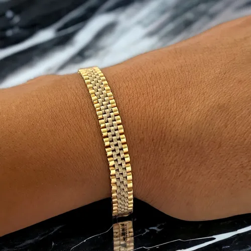 Rolex Oro Esclava De Plata Tipo Rolex Tejido Rolex Rolex Pulsera