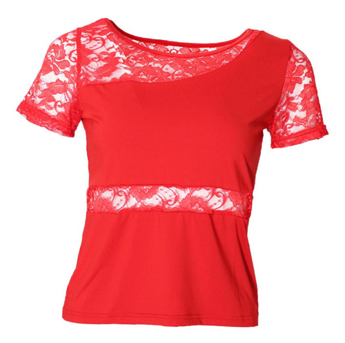 Top De Baile Mujer Camiseta De De Encaje Cuello Elástico