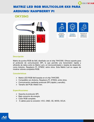Matriz Led Rgb Multicolor 8x8 Para Arduino/ Raspberry Pi