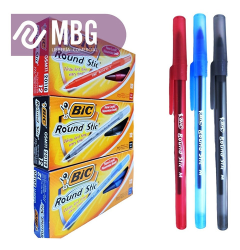 Imagen 3 de 8 de Bolígrafo Birome Bic Round Stick X36 Unidades