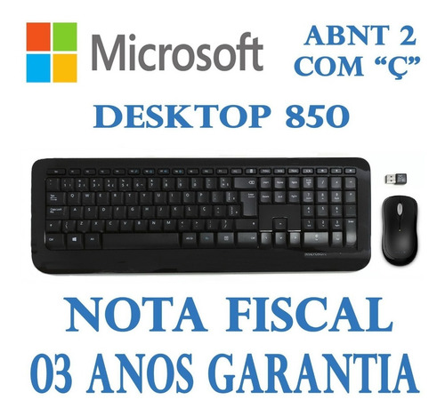 Kit Teclado E Mouse Microsoft Sem Fio Desktop 850 Wireless