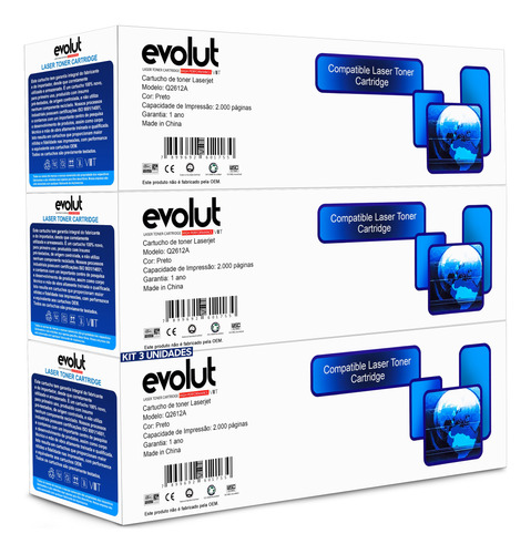 3 Toner Hp 1020 1022 3015 3020 Compatível 6000pgs Evolut +nf