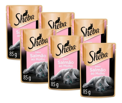 Kit 6 Sachê Sheba Gatos Adultos Salmão Ao Molho - 85g