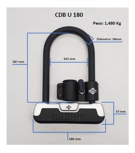 Imagen 3 de 4 de Traba U Máxima Seguridad Bulit