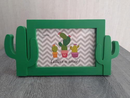 Imagen 3 de 8 de Porta Retrato Soporte De Foto Cactus Infantil Plástico 10x15