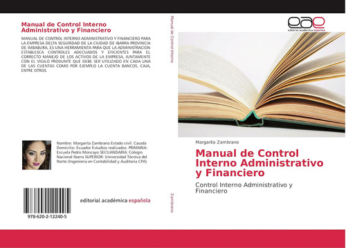 Libro: Manual De Control Interno Administrativo Y Financiero