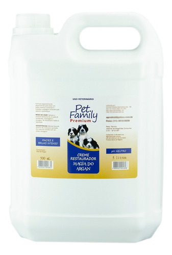 Condicionador Para Cães E Gatos Óleo De Argan Pet Family 5 L